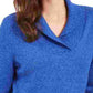 Karen Scott Suéter Feminino Manga Longa Canelado Gola Xale Azul Tamanho XS