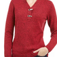 Karen Scott Suéter Henley de Algodão com Acabamento em Ferragens Feminino Vermelho Tamanho Pequeno Médio