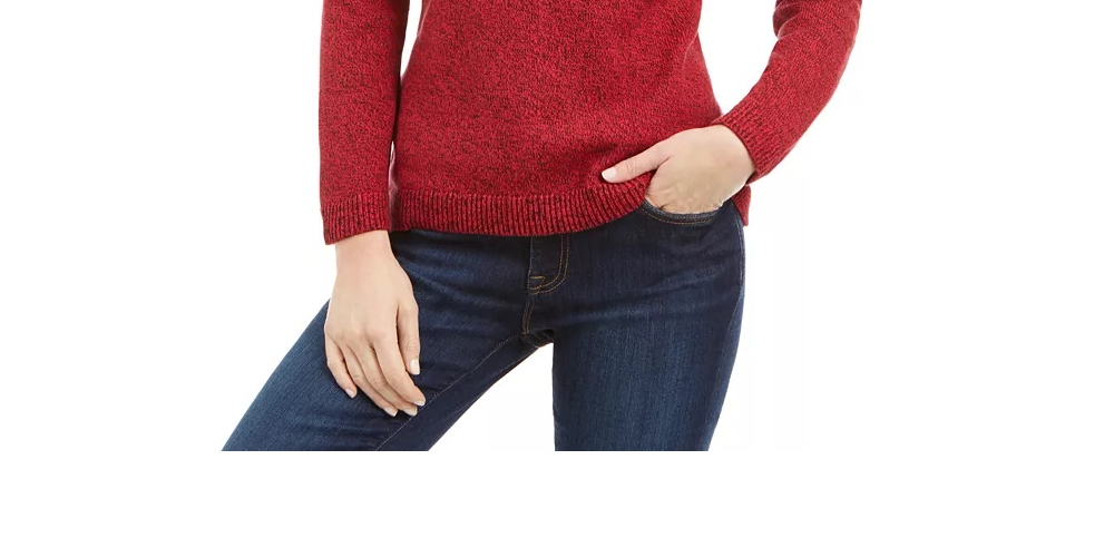 Karen Scott Suéter Henley de Algodão com Acabamento em Ferragens Feminino Vermelho Tamanho Pequeno Médio