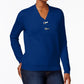 Karen Scott Suéter Feminino de Algodão com Gola V e Hardware Azul Tamanho P