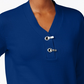 Karen Scott Suéter Feminino de Algodão com Gola V e Hardware Azul Tamanho P