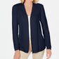 Cardigan feminino Karen Scott Petite Cotton Mixed Knit, azul-marinho, tamanho 44
