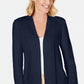 Cardigan feminino Karen Scott Petite Cotton Mixed Knit, azul-marinho, tamanho 44