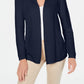 Cardigan feminino Karen Scott Petite Cotton Mixed Knit, azul-marinho, tamanho 44