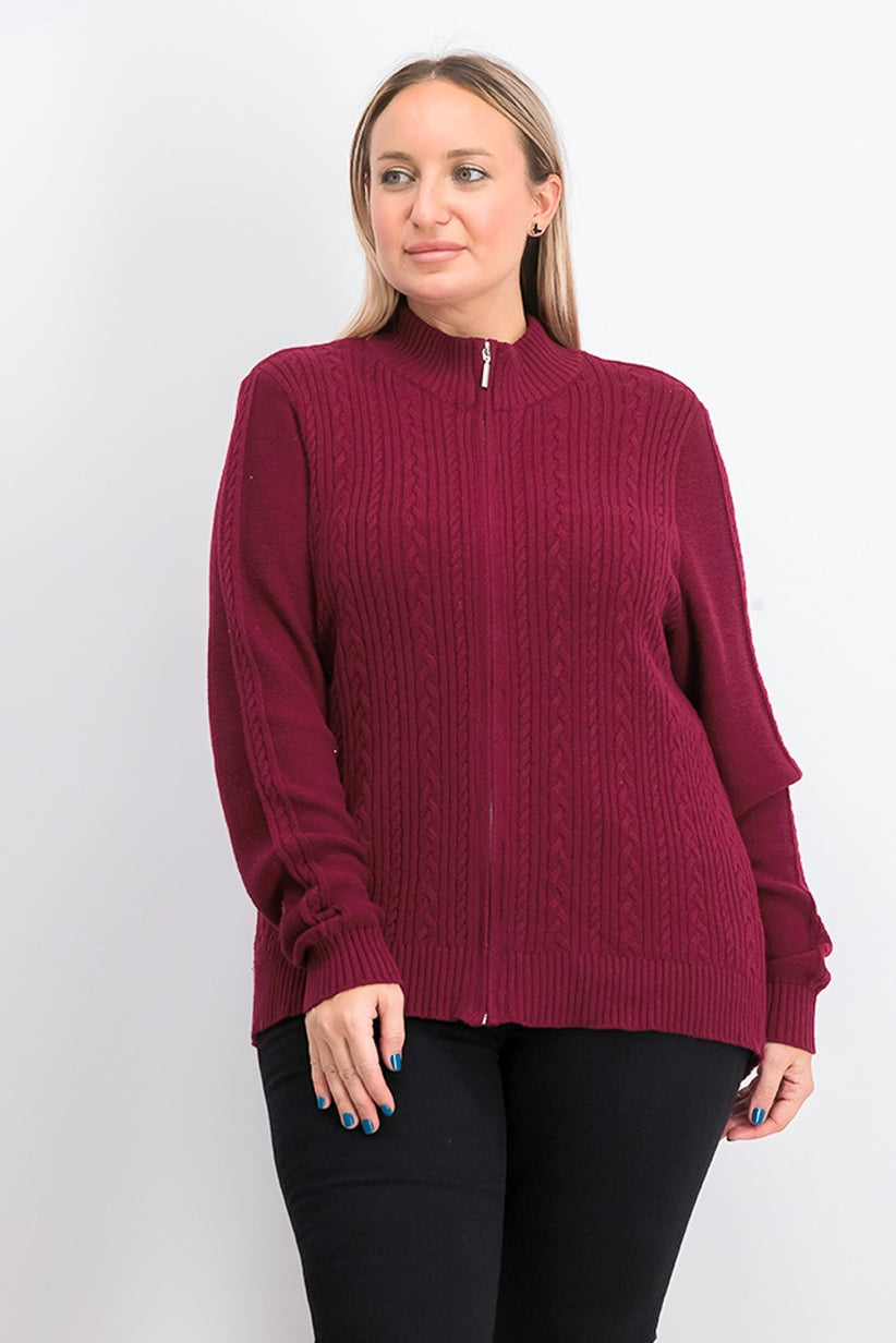 Karen Scott Suéter Cardigan Plus Size de Tricô com Cabo Feminino Vermelho Tamanho 3X