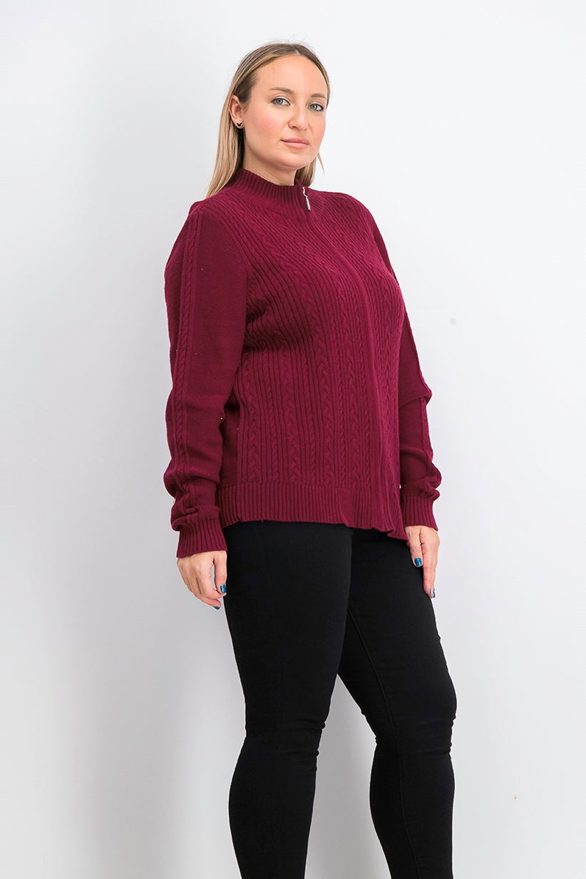 Karen Scott Suéter Cardigan Plus Size de Tricô com Cabo Feminino Vermelho Tamanho 3X