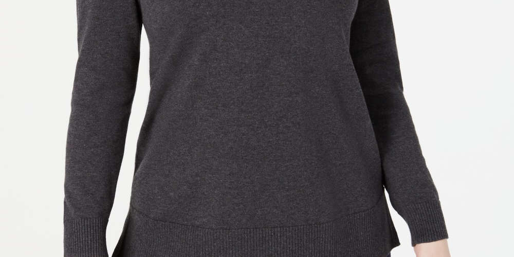 Karen Scott Suéter Feminino de Algodão com Zíper e Gola Alta, Tamanho Médio