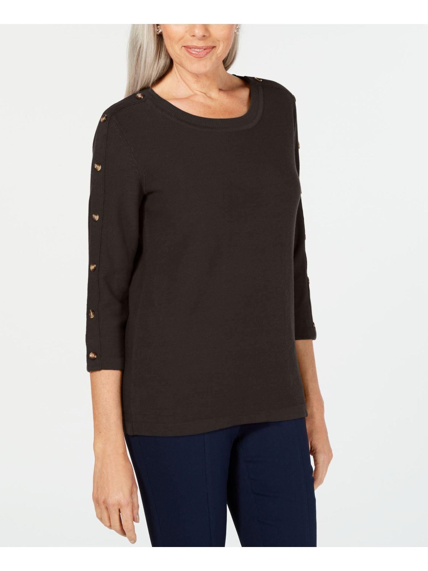 Karen Scott Suéter Feminino Manga 3/4 Bege Escuro Tamanho P