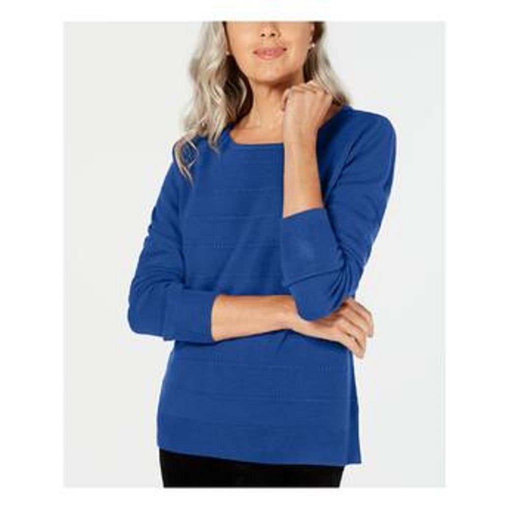 Karen Scott Suéter Feminino de Algodão Marmorizado Azul Tamanho P