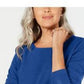 Karen Scott Suéter Feminino de Algodão Marmorizado Azul Tamanho P