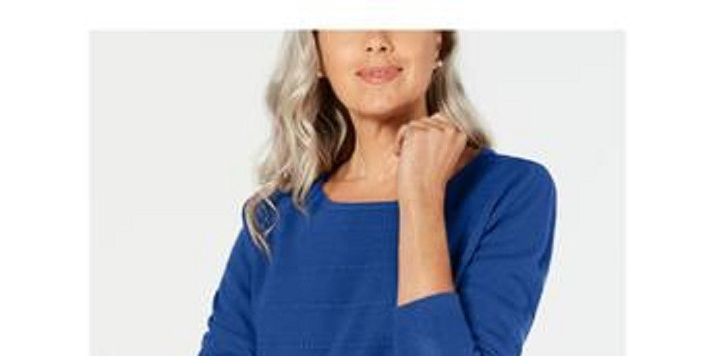 Karen Scott Suéter Feminino de Algodão Marmorizado Azul Tamanho P