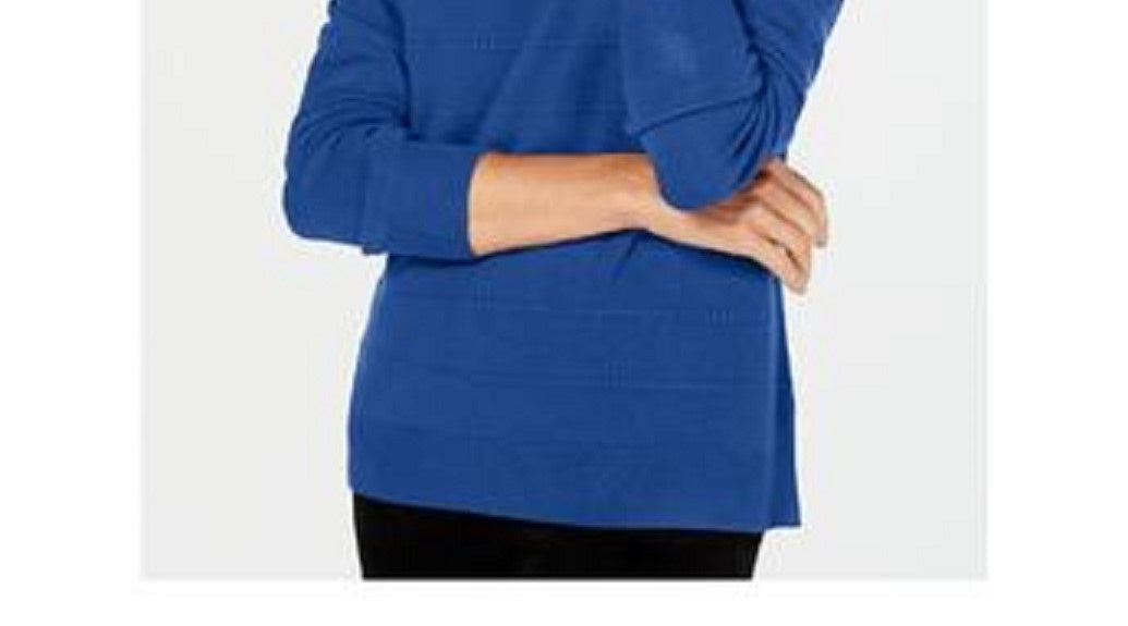 Karen Scott Suéter Feminino de Algodão Marmorizado Azul Tamanho P