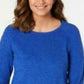 Karen Scott Suéter Feminino de Algodão Marmorizado Azul Tamanho X-S