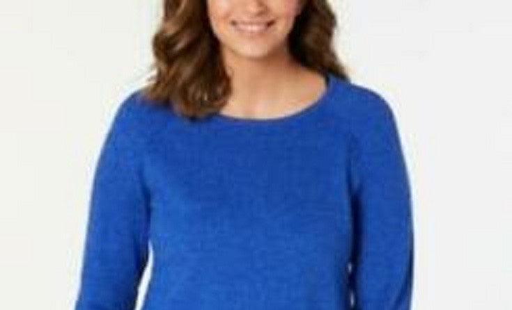 Karen Scott Suéter Feminino de Algodão Marmorizado Azul Tamanho X-S