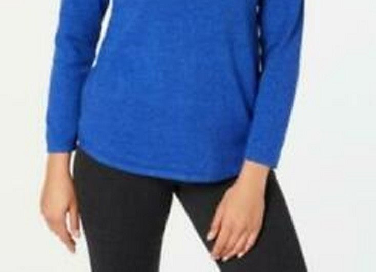 Karen Scott Suéter Feminino de Algodão Marmorizado Azul Tamanho X-S