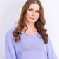 Karen Scott Suéter Feminino Patchwork com Pontos Azul Brilhante Tamanho Médio