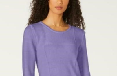 Karen Scott Suéter Feminino Patchwork com Ponto Roxo Tamanho X-G