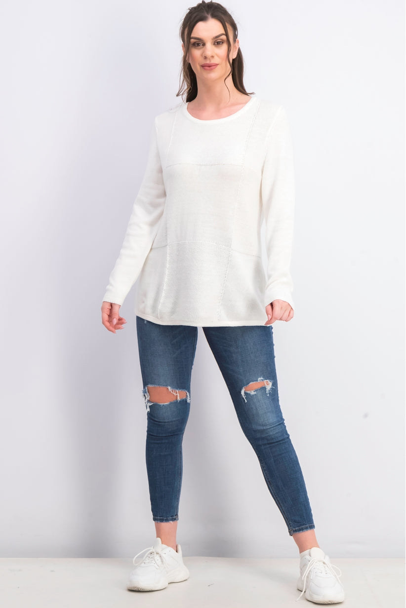 Karen Scott Suéter Feminino Patchwork com Pontos Brancos Tamanho Médio