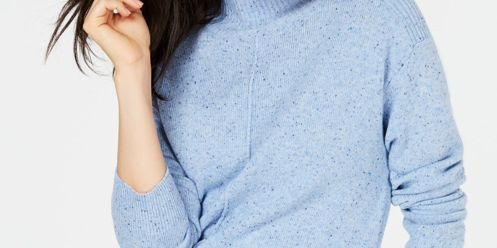 Karen Scott Suéter Feminino Gola Falsa com Brilho Azul Marinho Tamanho XS