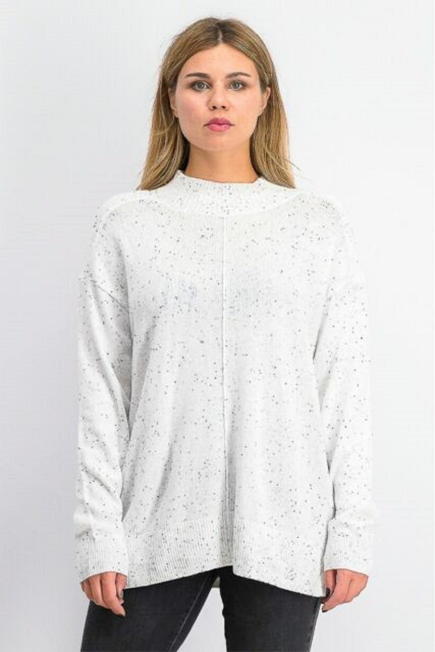 Karen Scott Suéter Feminino Gola Falsa com Brilho Branco Tamanho X-G