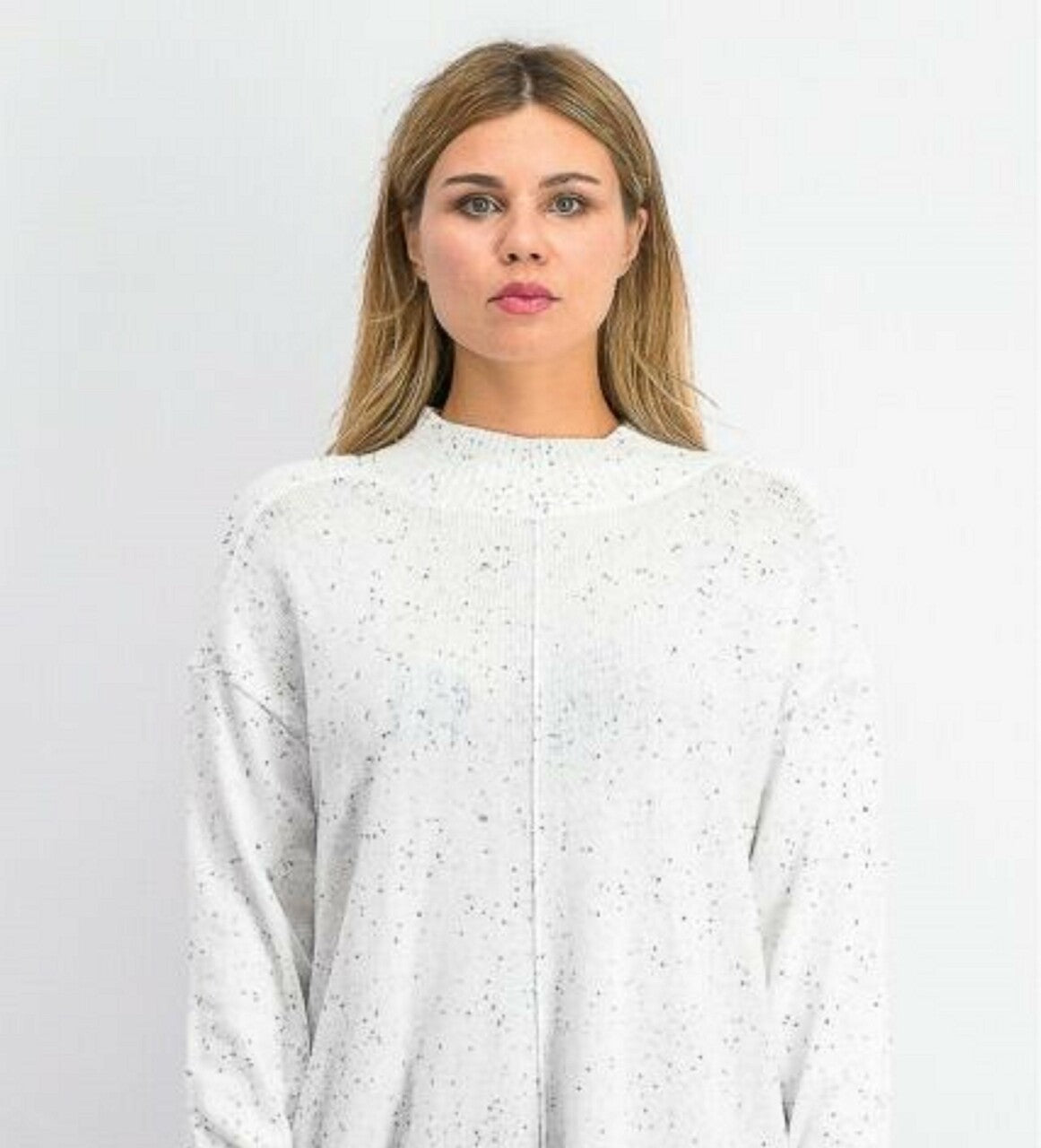 Karen Scott Suéter Feminino Gola Falsa com Brilho Branco Tamanho X-G