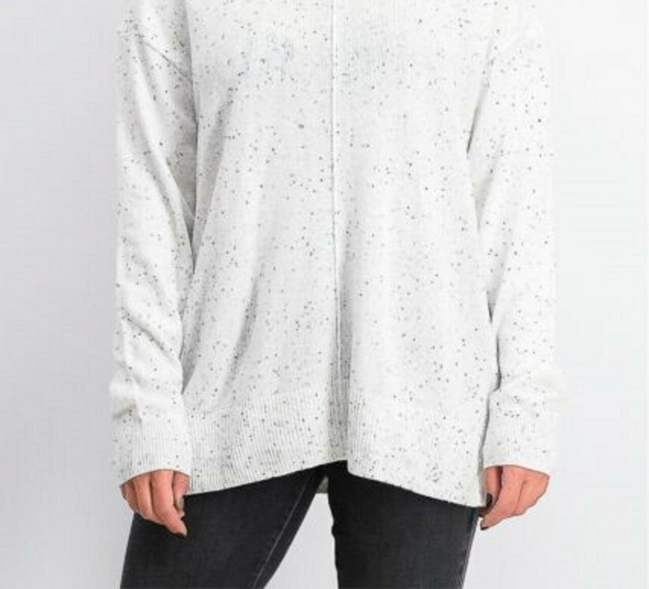 Karen Scott Suéter Feminino Gola Falsa com Brilho Branco Tamanho X-G