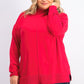 Karen Scott Suéter feminino plus size de algodão com gola alta, vermelho, tamanho 1X