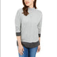 Karen Scott Suéter Feminino Erin Cotton Colorblocked Gola Simulada Carvão Tamanho X-G