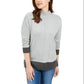 Karen Scott Suéter Feminino Erin Cotton Colorblocked Gola Falsa Carvão Tamanho XX-G