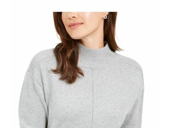 Karen Scott Suéter Feminino Erin Cotton Colorblocked Gola Falsa Carvão Tamanho XX-G