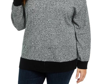 Karen Scott Suéter Feminino Plus Size Gola Falsa Algodão Cinza Escuro Tamanho 2X