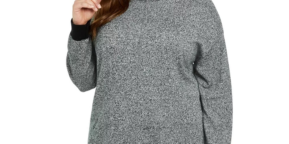 Karen Scott Suéter Feminino de Algodão com Gola Falsa, Cinza Escuro, Tamanho 4X