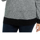 Karen Scott Suéter Feminino de Algodão com Gola Falsa, Cinza Escuro, Tamanho 4X