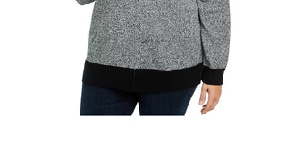 Karen Scott Suéter Feminino de Algodão com Gola Falsa, Cinza Escuro, Tamanho 4X