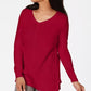 Suéter feminino Karen Scott de algodão com pontos mistos, vermelho brilhante, tamanho extra grande
