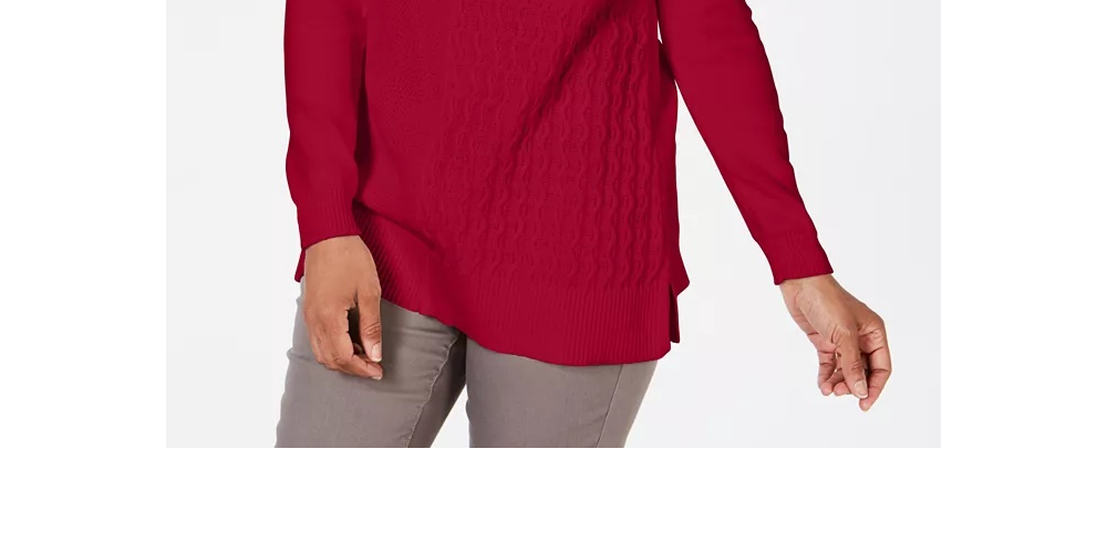 Suéter feminino Karen Scott de algodão com pontos mistos, vermelho brilhante, tamanho extra grande