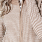 Karen Scott Cardigan Feminino Texturizado com Zíper Frontal Marrom Tamanho Médio