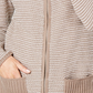 Karen Scott Cardigan Feminino Texturizado com Zíper Frontal Marrom Tamanho Médio