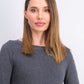 Túnica feminina Karen Scott lisa com bainha curva, cor carvão, tamanho grande