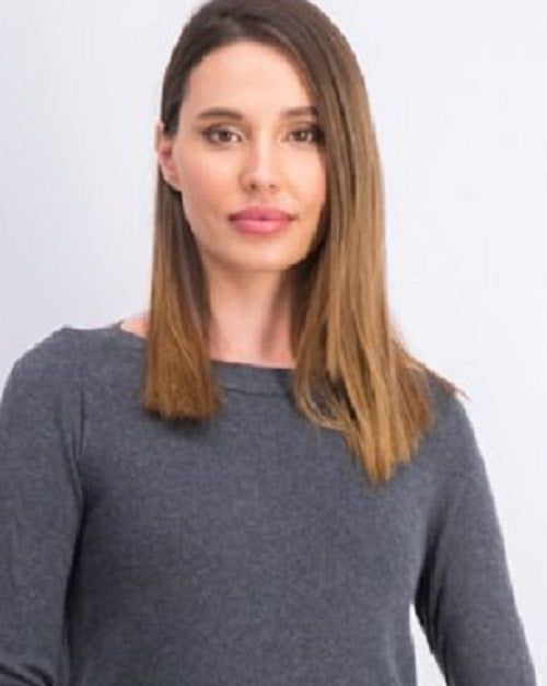 Túnica feminina Karen Scott lisa com bainha curva, cor carvão, tamanho grande