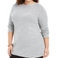 Túnica feminina Karen Scott Plus Size com bainha curva, cinza, tamanho 2X