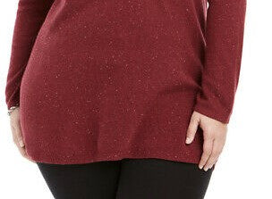 Túnica feminina Karen Scott com bainha curva, vermelha, tamanho 2X