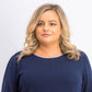 Karen Scott Suéter Feminino de Algodão com Gola Alta Azul Tamanho 1X