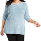 Karen Scott Suéter Feminino Gola Canoa Chenille Azul Tamanho 1X