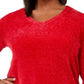 Karen Scott Suéter Feminino Gola V Chenille Vermelho Brilhante Tamanho Extra Pequeno