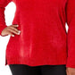 Karen Scott Suéter Feminino Gola V Chenille Vermelho Brilhante Tamanho Extra Pequeno