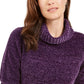 Karen Scott Suéter Feminino Chenille Gola Simulada Roxo Tamanho XS