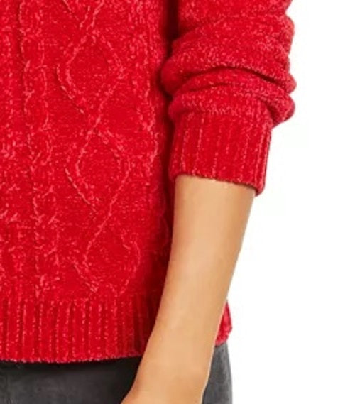 Karen Scott Suéter Feminino de Tricô em Chenille Vermelho Tamanho Grande