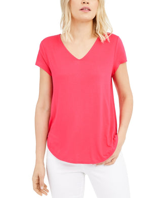 Blusa de malha com decote em V Alfani feminina rosa escuro tamanho pequeno