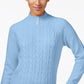 Karen Scott Suéter Feminino Petite Cable-Knit Azul Tamanho Médio